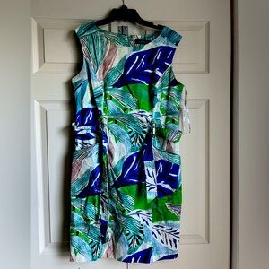 Ellen Tracy Blue Sheath Mini Dress Sleeveless Resort Wear